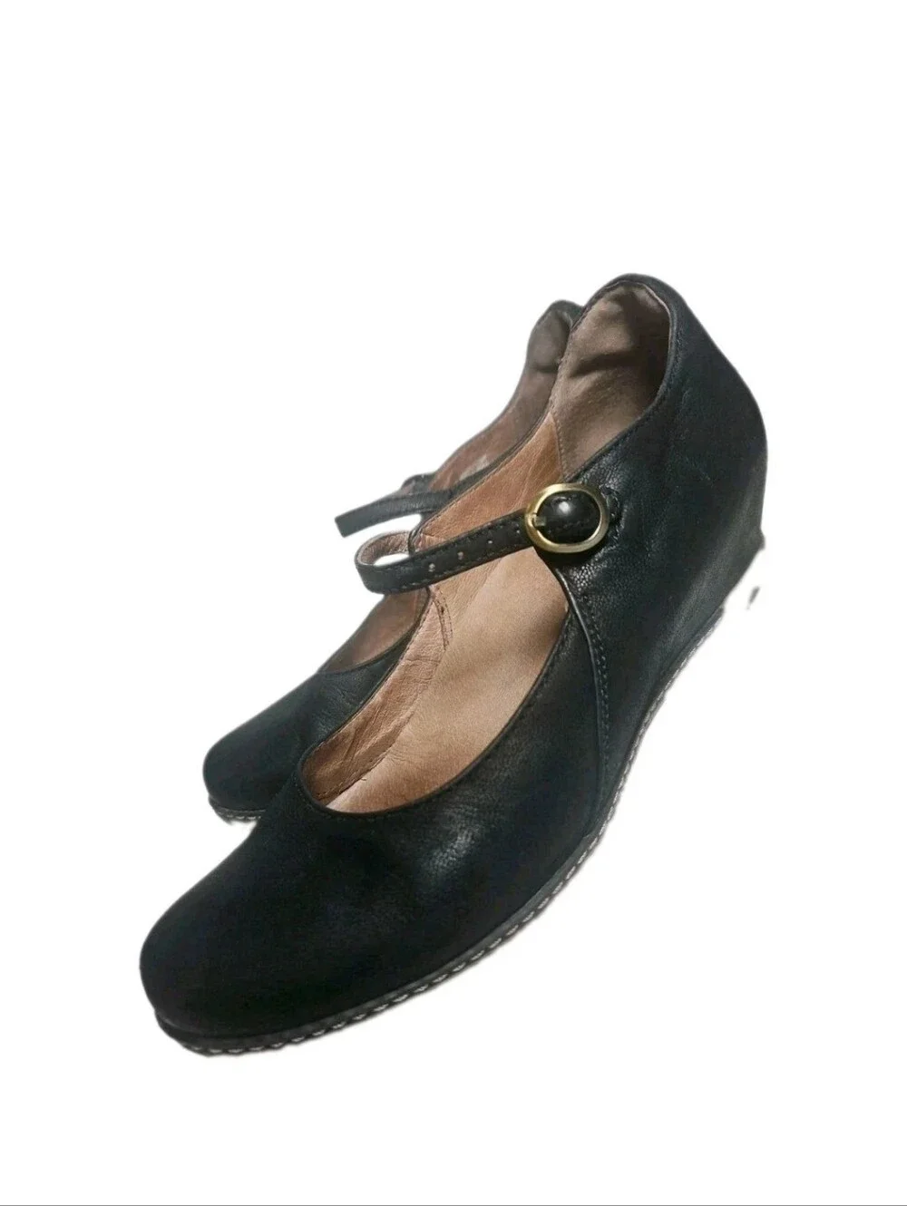 Dansko Loralie Black Leather Mary Jane Hidden Wedge Comfort Shoe Womens Sz7.5[7E